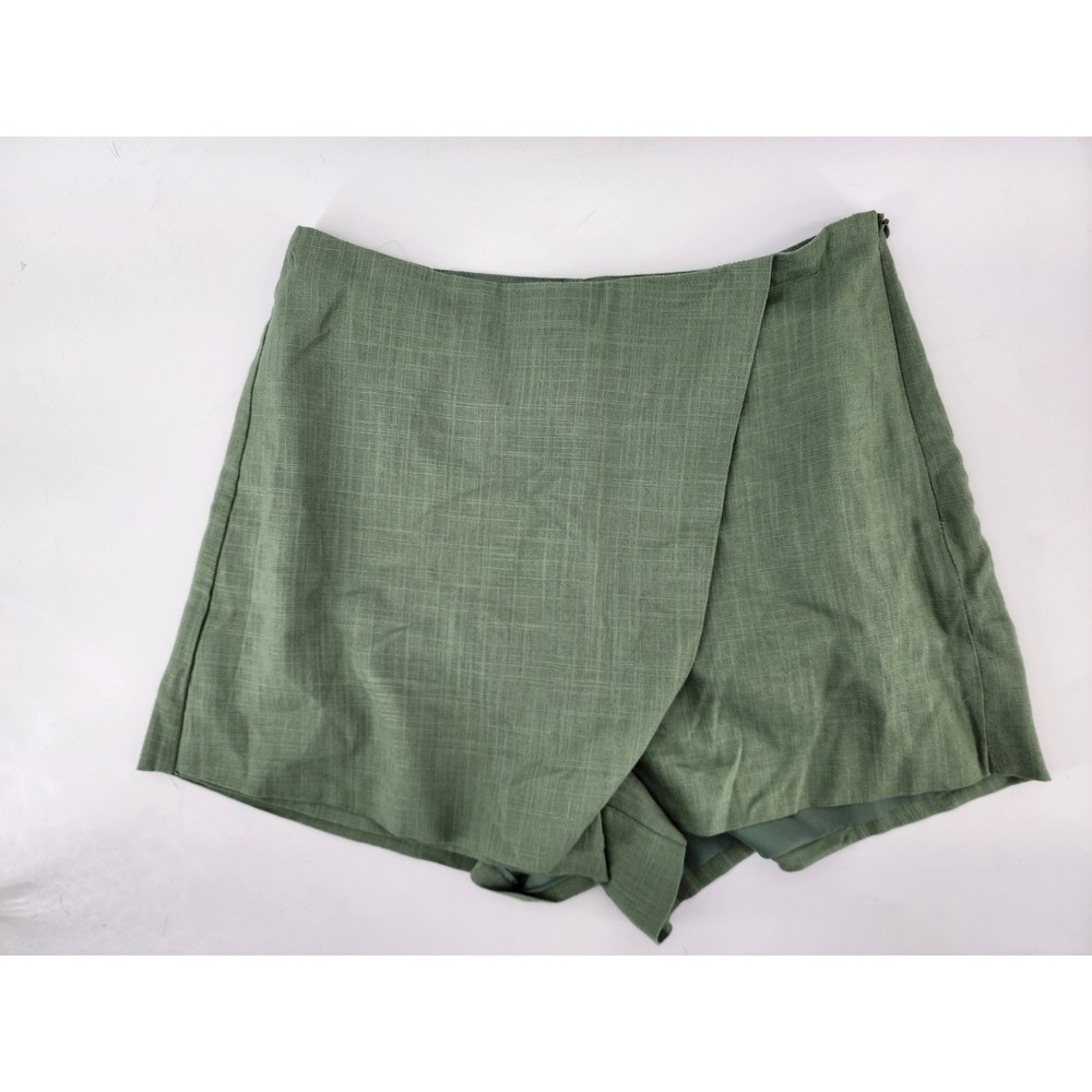 Francesca's Sage Green Linen Blend Wrap Front Skort S Coastal Grandmother Earthy